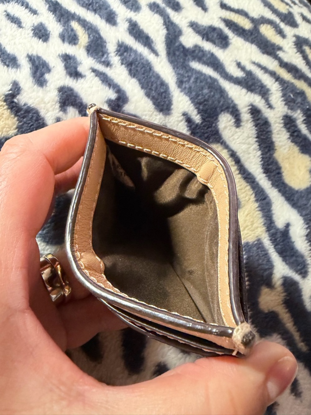 Coach Brown Signature Card Case with Tan Topstitch - Picture 3 of 3